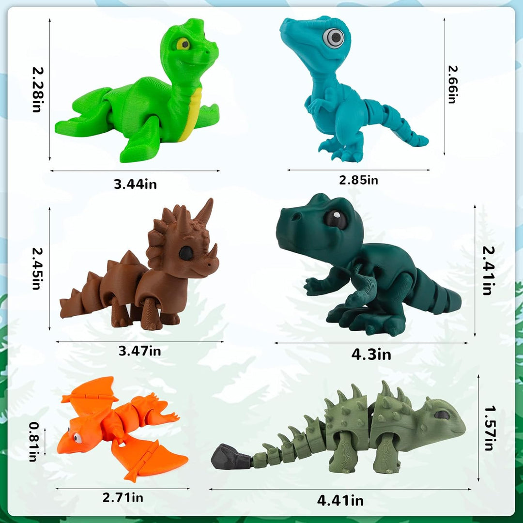 cobinaan 6 juguetes de dinosaurio impresos en 3D animales