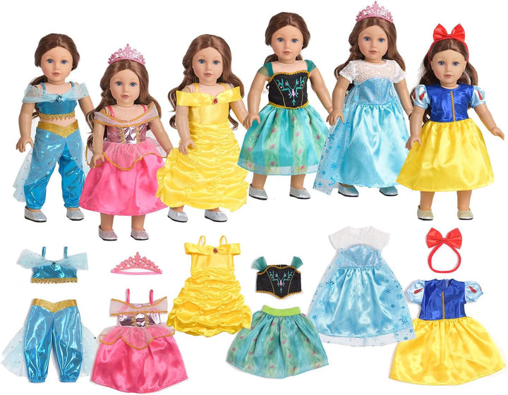 Sweet Dolly Ropa de muñeca de 18 pulgadas, 6 juegos de vestidos de...
