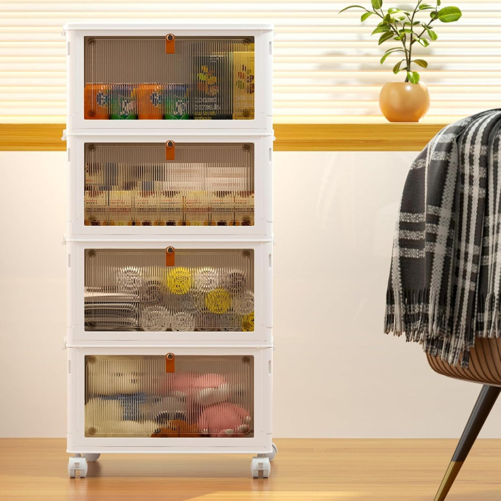4 Tier Plastic Storage Bins con Lid 23QT, Stackable Storage Bins