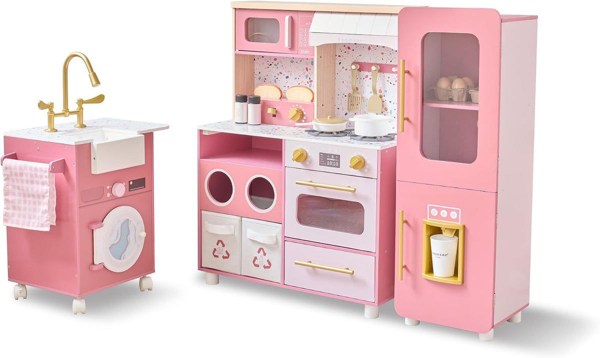 Teamson Kids Little Chef Savannah Wooden Montessori Play Kitchen, Green