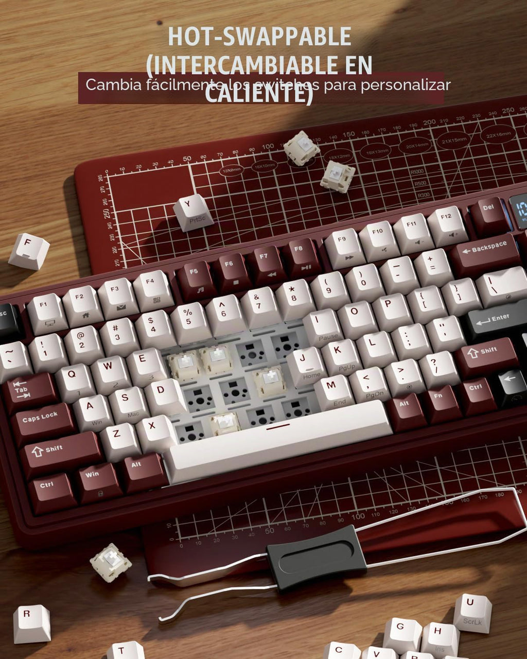 RK ROYAL KLUDGE Teclado mecánico inalámbrico M100 con pantalla y perillas