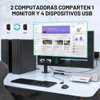 Conmutador KVM HDMI 1 Monitor 2 Computadoras - 4K@60Hz con 4 puertos