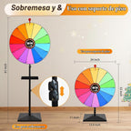 Rueda de premio de 24 pulgadas, altura ajustable para escritorio y suelo, rueda giratoria de premio, rueda giratoria de premio almacenable, adecuada para fiestas, carnavales y ferias (32-61