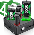 DINOSTRIKE Paquete de baterías recargables y estación de carga para Xbox Series X|S, controladores Xbox One - Incluye 4 paquetes de baterías para Xbox con carga USB-A y USB-C