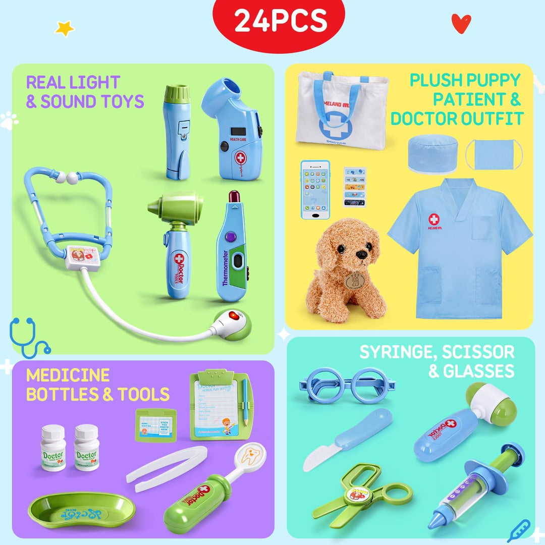 Meland Kit de médico de juguete para niños, juego de simulación con...