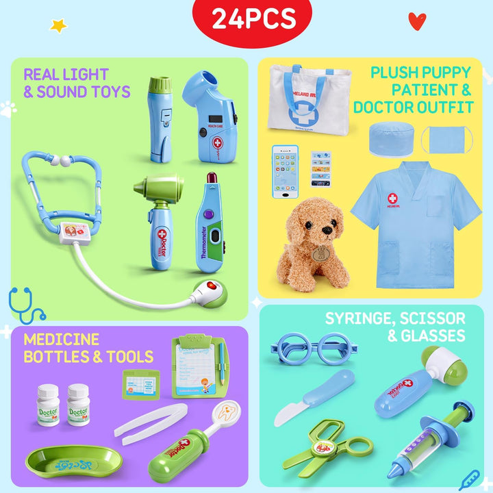 Meland Kit de médico de juguete para niños, juego de simulación con...