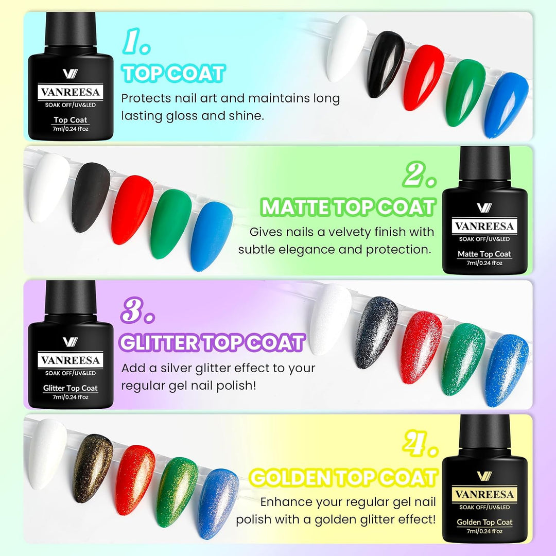 VANREESA Kit de 73 esmaltes de uñas de gel con luz UV y kit de tala...