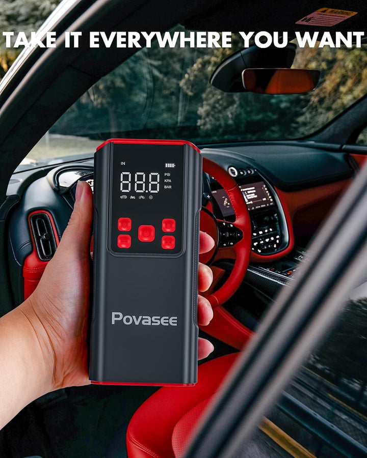 Inflador de Neumáticos Compresor de Aire Portátil Povasee 150PSI Bo...