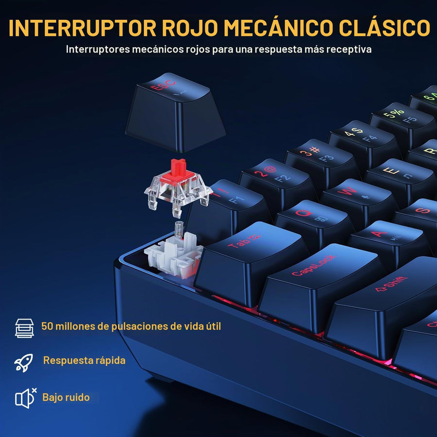 BlueFinger Combo de teclado y mouse mecánicos para juegos 60% \u201...