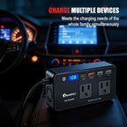 Inversor de coche de 200 W 12 V-110 V convertidor de CA LED USB-C