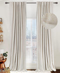 Cortinas opacas de lino para dormitorio, sala de estar, 84 pulgadas