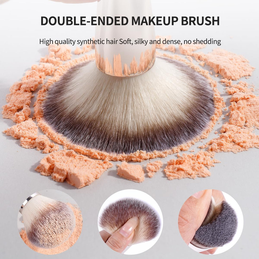 MAANGE Juego de 20 brochas de maquillaje con bolsa, brocha kabuki d...