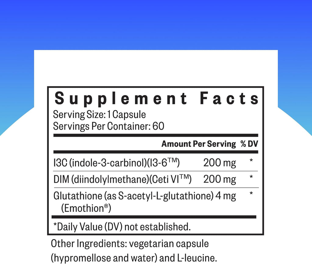 Seeking Health DIM + I3C Healthy Estrogen Support 60 cápsulas vegetarianas