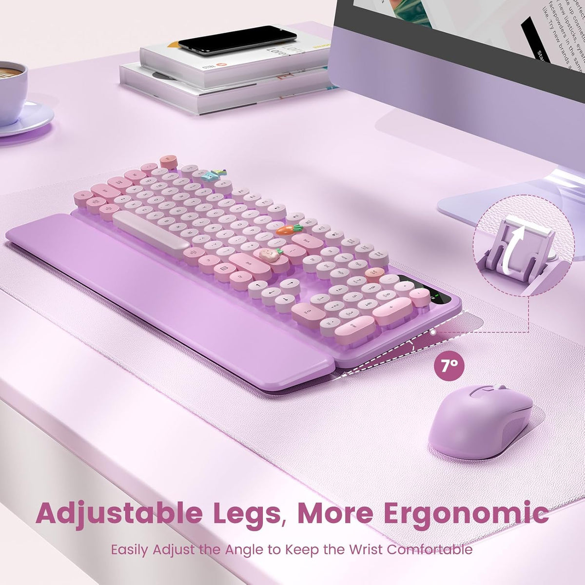 Combo de teclado y mouse inalámbricos con teclas redondas, teclado...