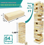 Juego de torre de madera para patio al aire libre para la familia, juego de apilamiento de bloques (grande-1.48 pies)