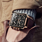 OLEVS Relojes para Hombre Cuadrados de Cuarzo Piel Impresión Fresca Resistente al Agua Moda Casual