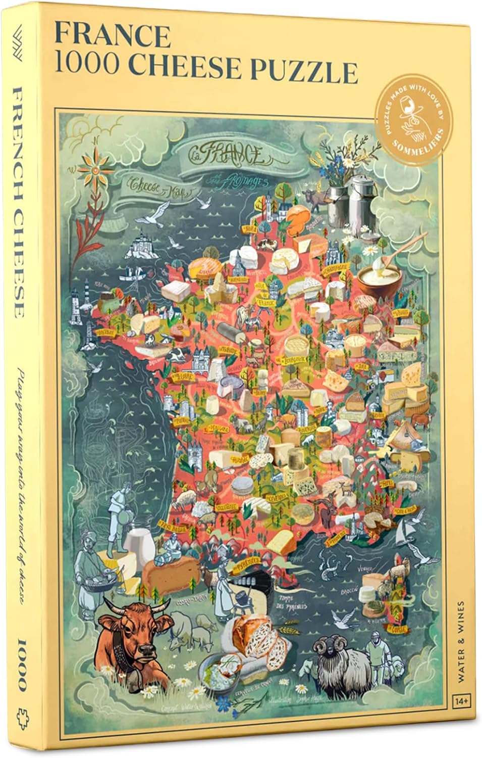 Water & Wines Puzzle de queso Francia - Regalo de 1000 piezas para los