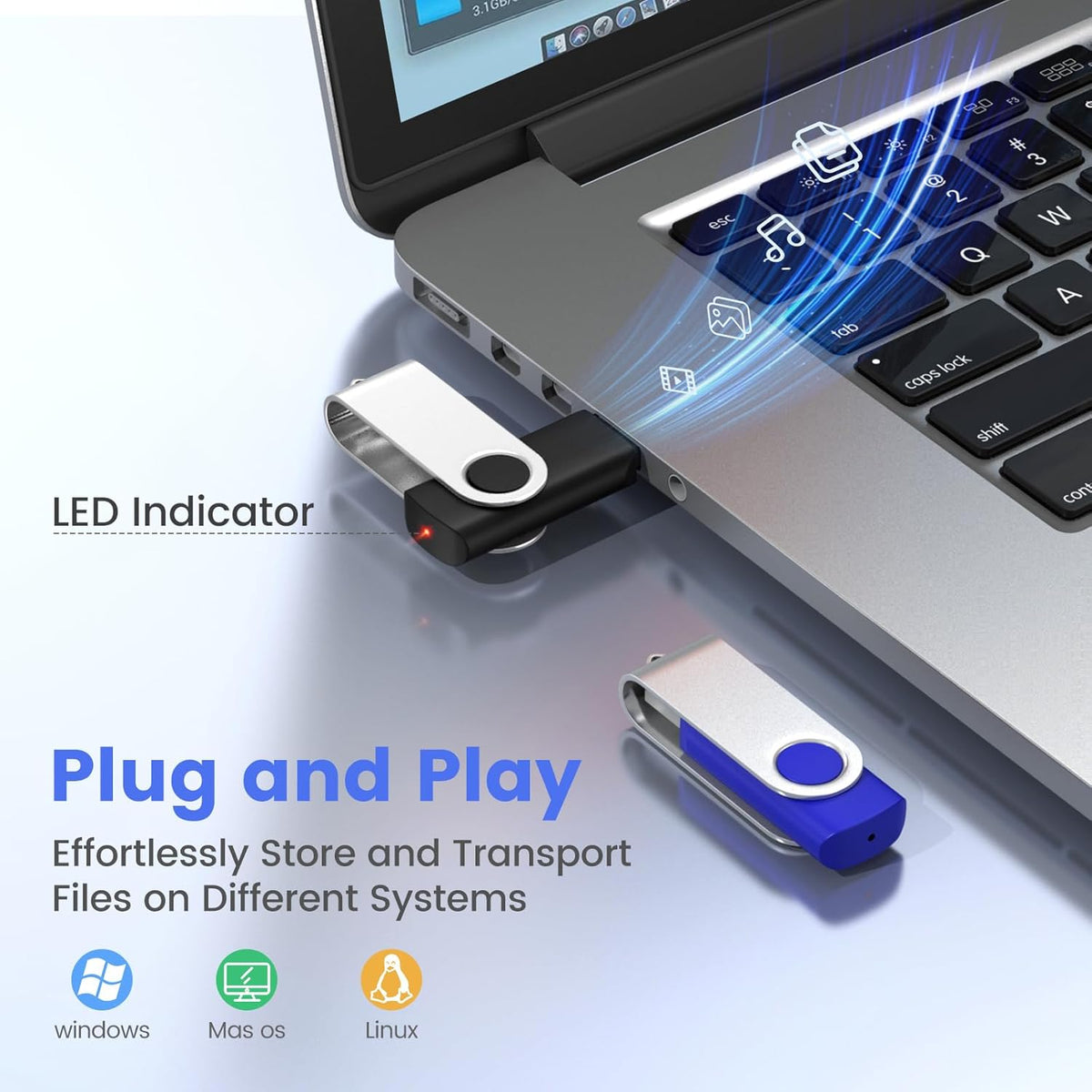 ABLAZE Unidad flash de 1 GB, paquete de 10 unidades, memoria USB 2....