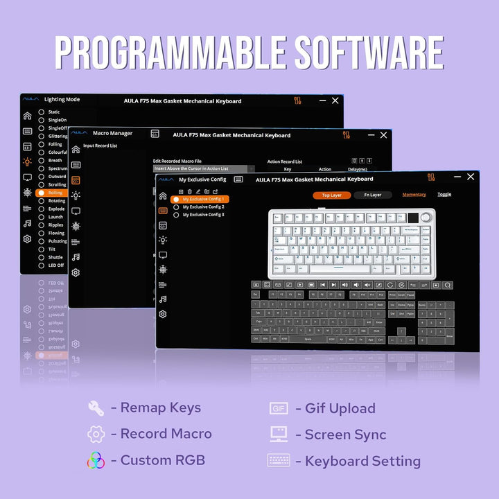 EPOMAKER X Aula F75 MAX - Teclado mecánico inalámbrico con pantalla...