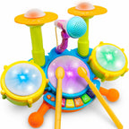 Juego de batería para niños pequeños, instrumentos musicales para niños, juguetes para regalos de cumpleaños de niños, kit de batería eléctrica para bebés y niñas