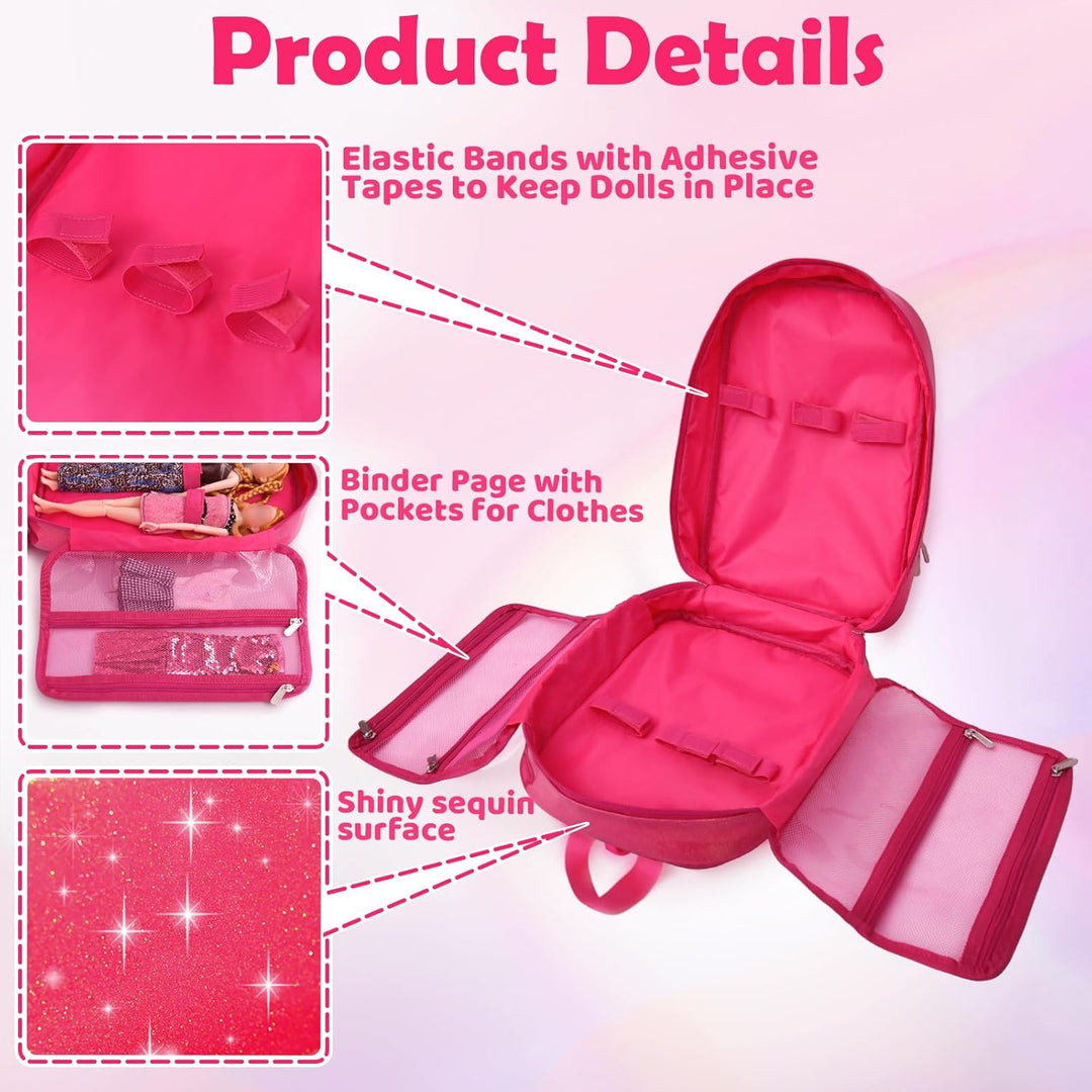Mochila de transporte compatible con muñecas Barbie de 12 pulgadas,...