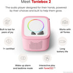 Toniebox 2 Audio Player Bundle para Kids 3+ con Lalalinos Akio, Cosmo, Scout Figurines y Tonieplay Game & Controller - Cloud Pink