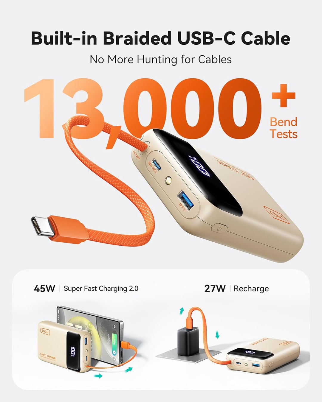 INIU Cargador portátil de 20000 mAh, banco de energía pequeño, bate...