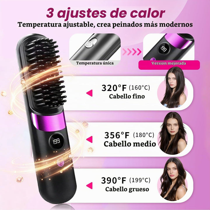 Go Brush Pro - Cepillo alisador de pelo inalámbrico, 3 en 1, cepill...
