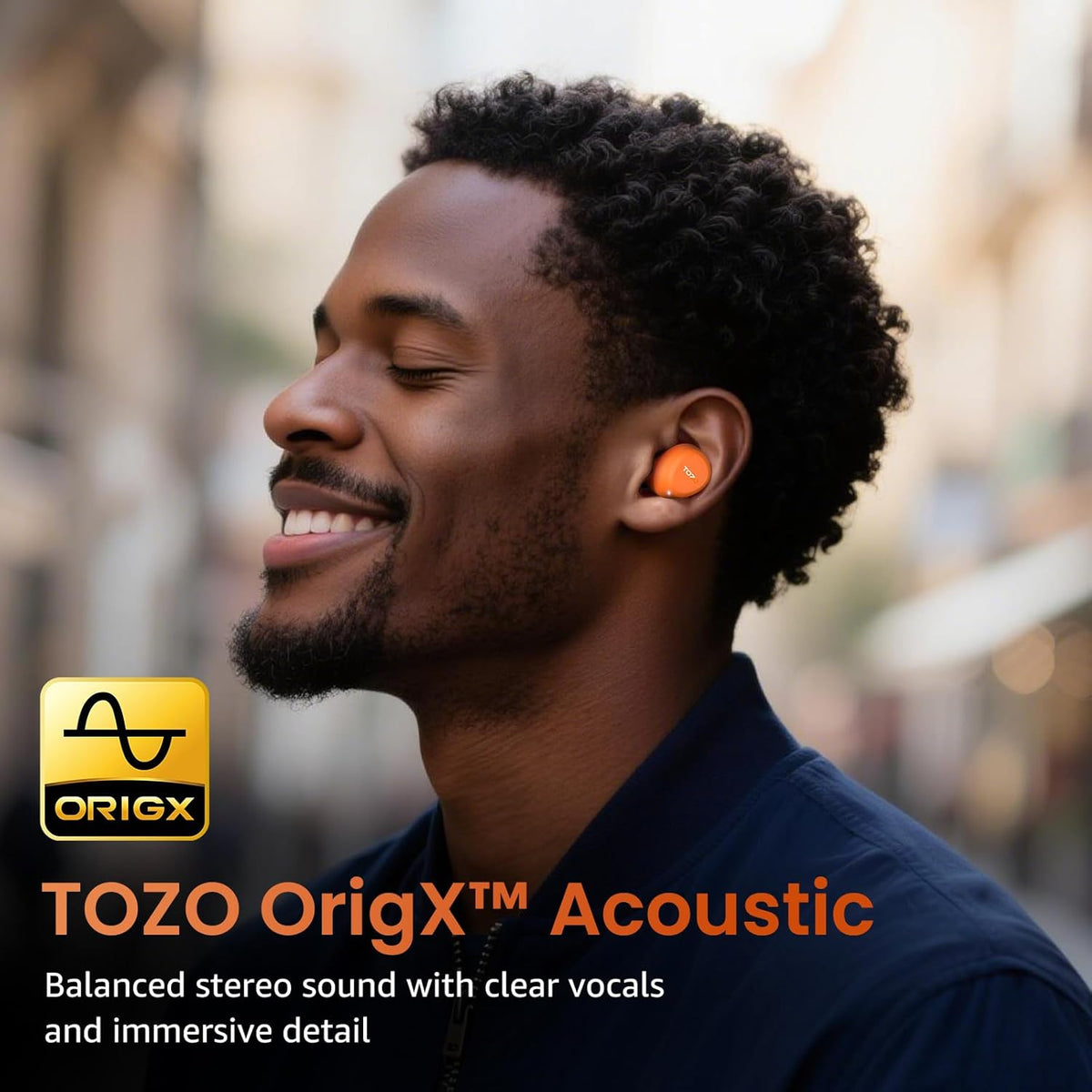 TOZO Auriculares inalámbricos A1 Bluetooth 5.3 de peso ligero en el oído, Naranja