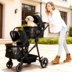 Cochecito plegable doble para mascotas para 2 perros pequeños y