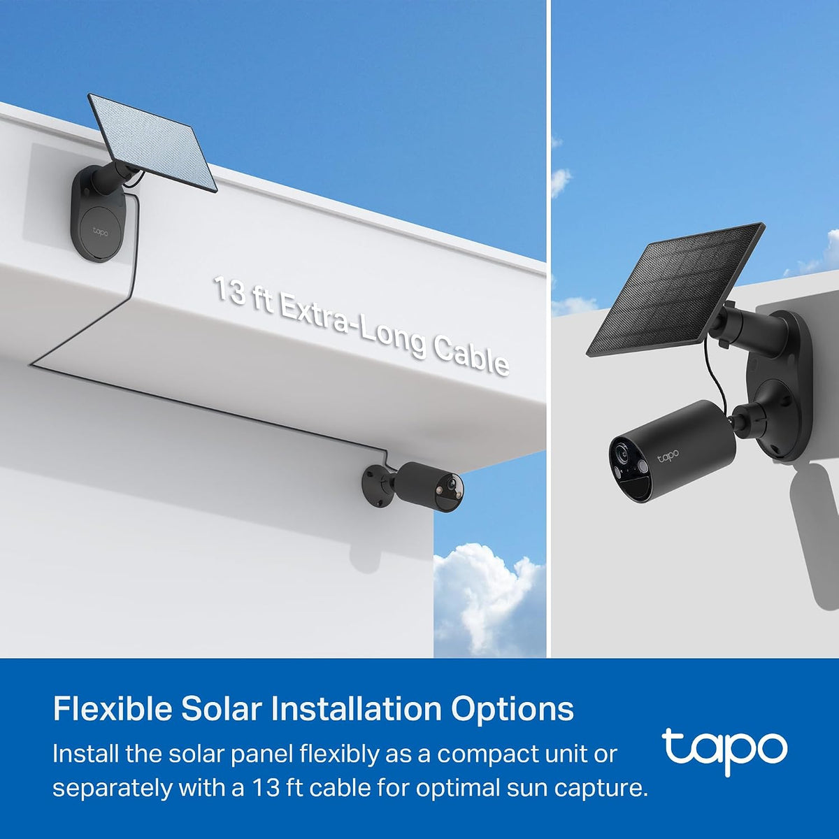 Tapo Cámara de seguridad inalámbrica para exteriores SolarCam 1080p, kit, Negro