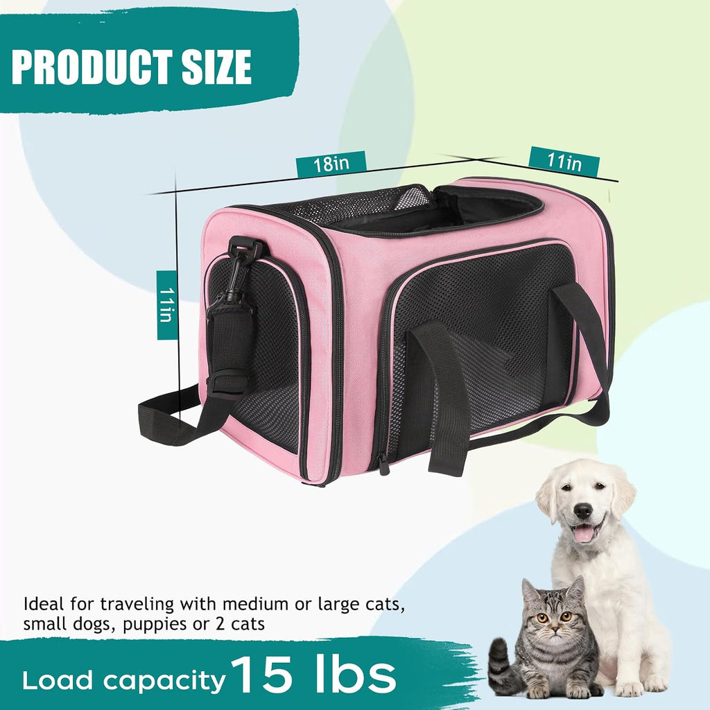 Top tasta Transportador para perros y gatos, para gatos pequeños, medianos y grandes, portador de perros y cachorros pequeños, de cara suave, 15 libras, portátil, plegable, aprobado por aerolíneas