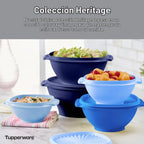 Colección Heritage de Tupperware, nuevo juego de 10 piezas de recipientes para almacenamiento de alimentos en azul vintage, apto para lavavajillas y sin BPA (5 tazones, 5 tapas)