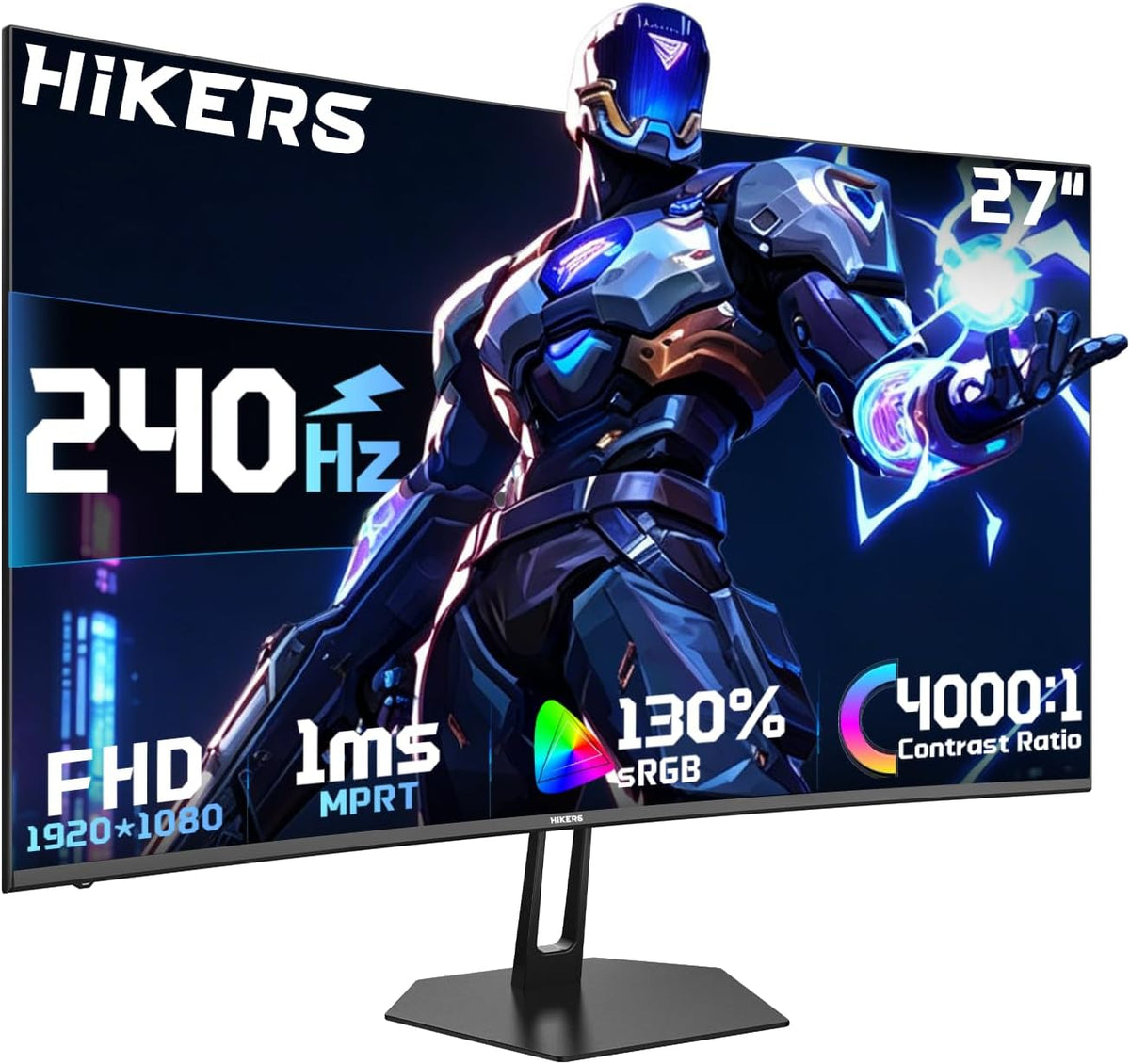 Hikers Monitor curvo para juegos de 27 pulgadas 240Hz, monitor de c...
