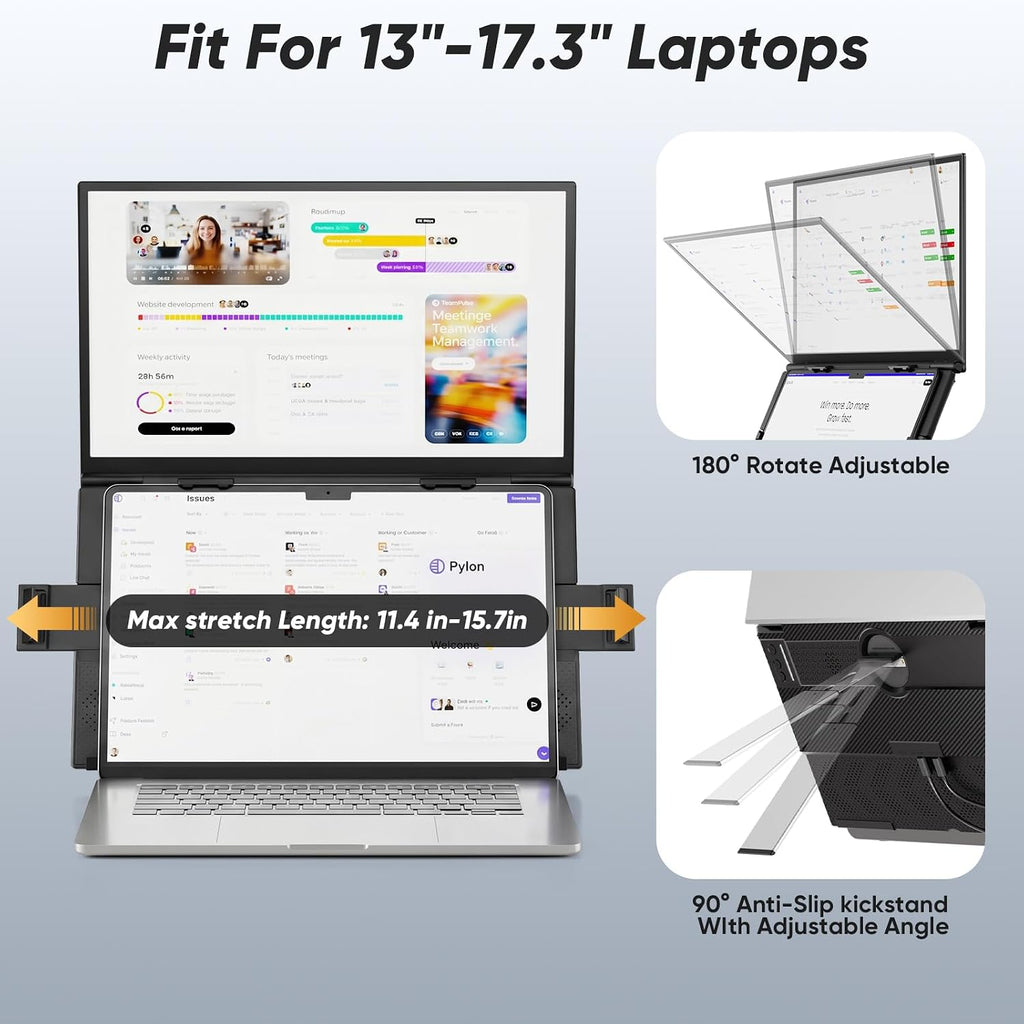 Ygretyrjh Extensor de pantalla para laptop de 15.6 pulgadas, monito...
