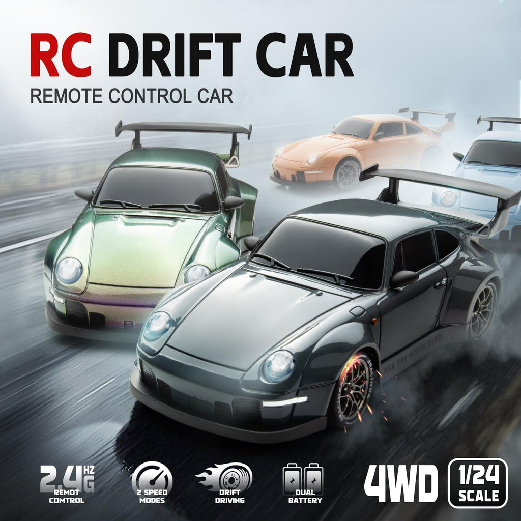 RC Drift Car 1/24 Widebody Gris Control remoto Drift Car para