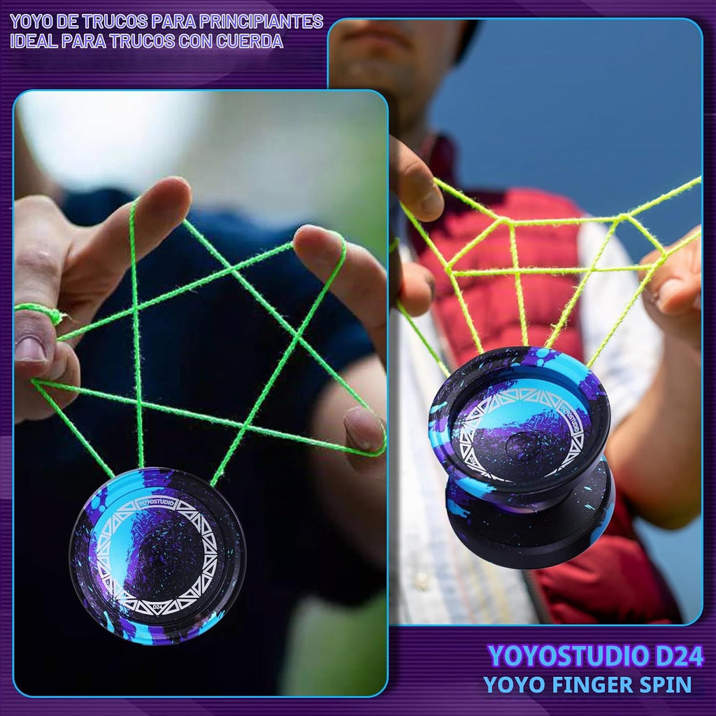 YOYOSTUDIO Yoyo profesional D24, truco de giro de dedo Yoyo para niños de 8