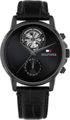 Reloj multifunción para hombre Tommy Hilfiger - Correa de piel genuina y subesfera esqueleto - Resistente al agua hasta 50 m - Reloj moderno y contemporáneo - Regalo para él 40 mm