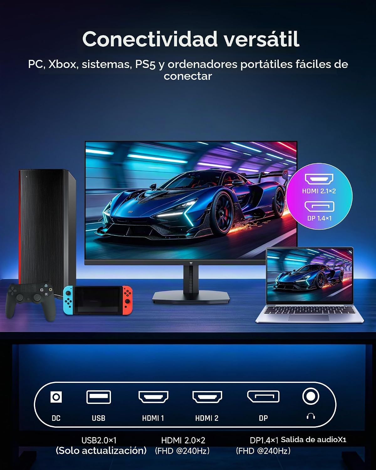 KTC Monitor para juegos 24.5 pulgadas 240Hz, Monitor de computadora FHD Fast IPS, H25T7-A