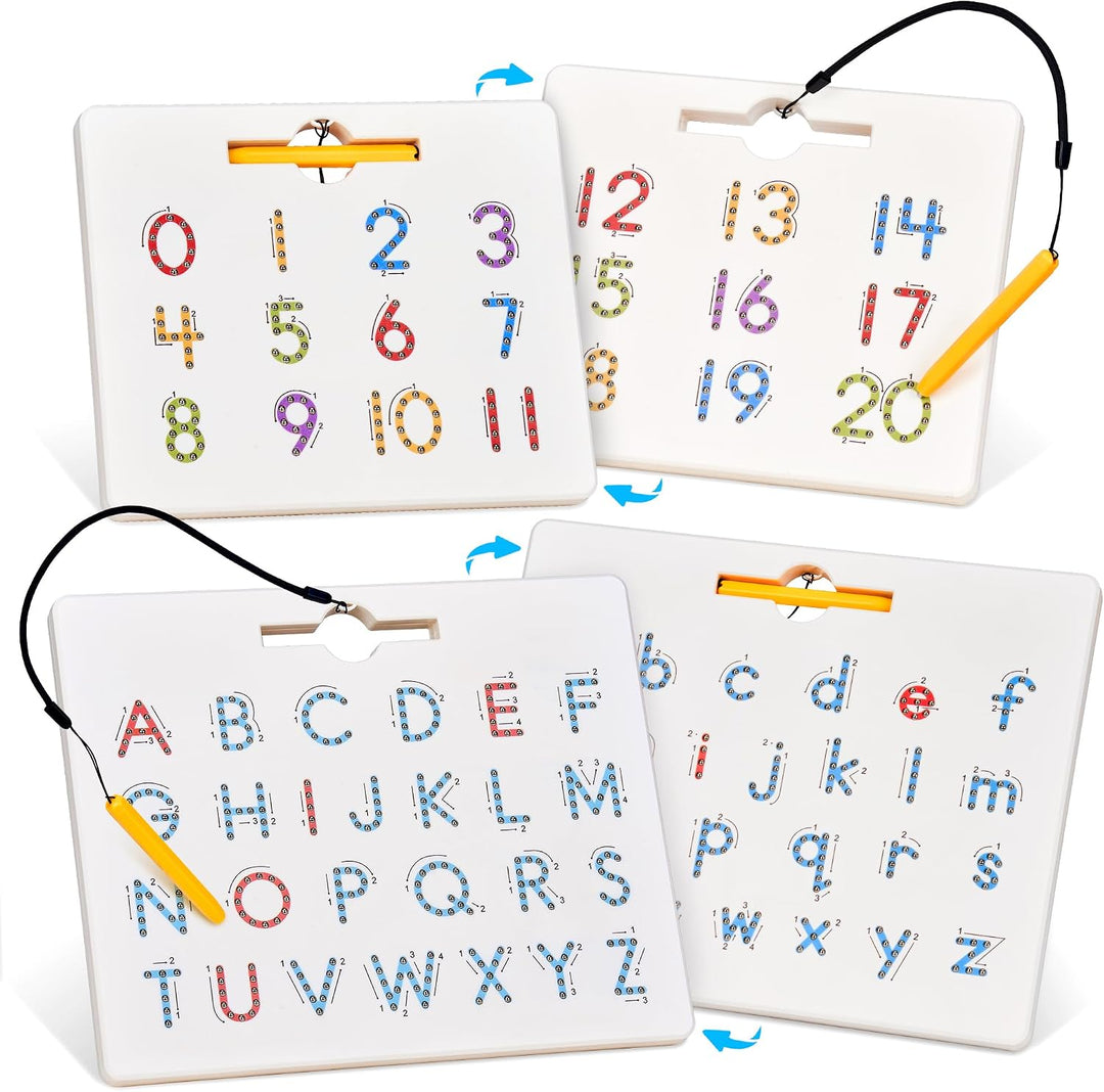 GAMENOTE Juego de tableros magnéticos de letras y números de doble...