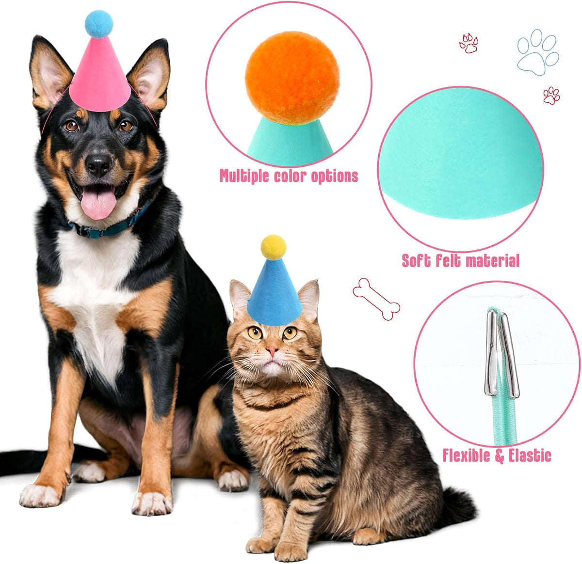 6 sombreros de cumpleaños pequeños para animales de