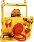 Boaretiu - Funda para iPad A16 - Linda funda de silicona suave de dibujos animados para iPad de 11ª generación de 11 pulgadas 2025/10ª generación de 10.9 pulgadas 2022 con correa para el hombro, soporte giratorio para niños y niñas