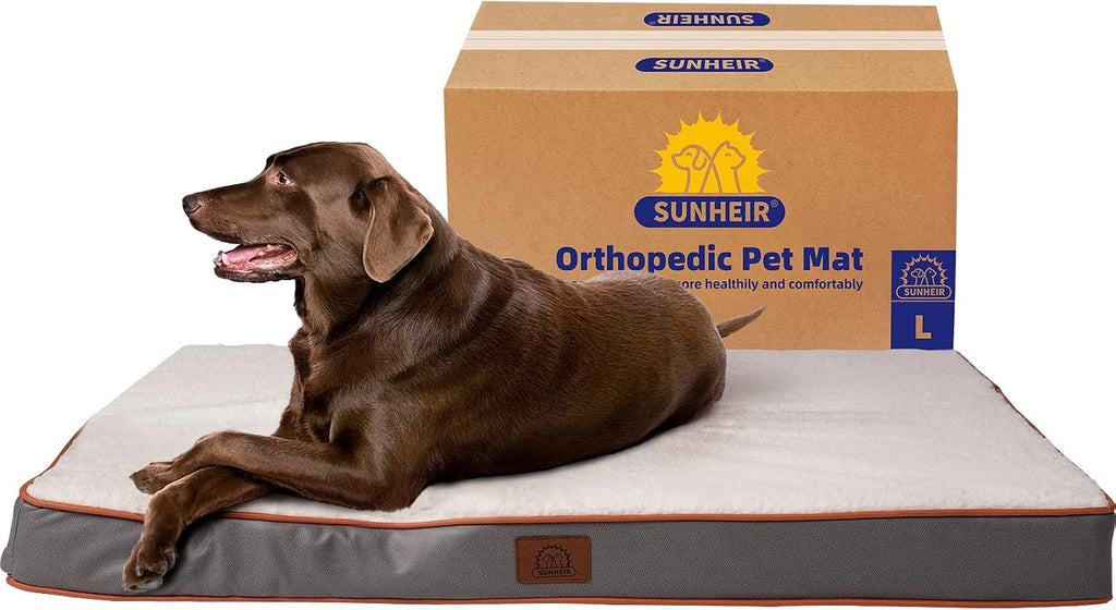 Cama ortopédica para perros grandes - Gran cama impermeable para jaula de perro con funda extraíble y lavable, soporte de espuma tipo caja de huevos, fondo antideslizante, colchón de lujo de felpa