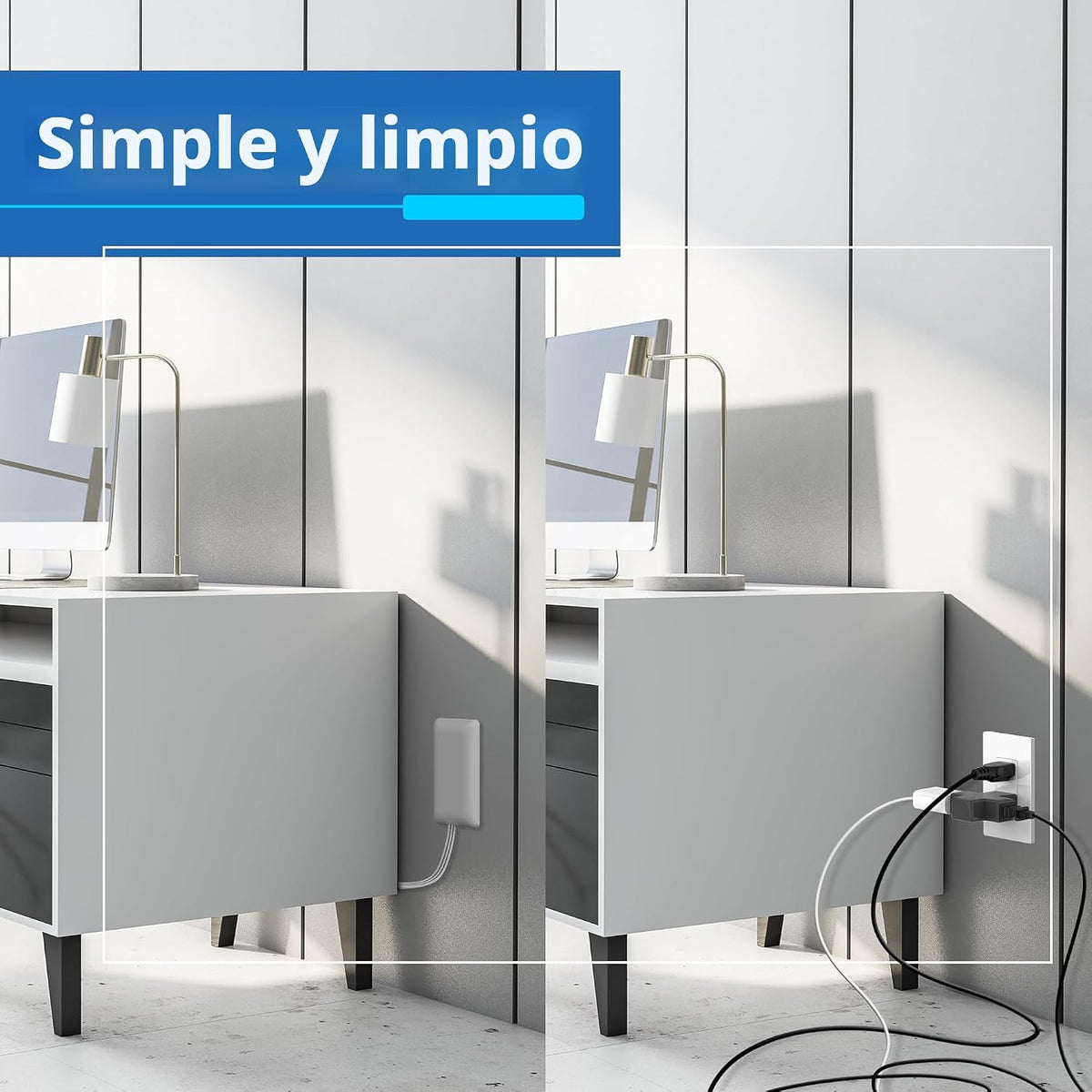 LIDER Outlet Extender con 3 Receptáculos, 12W USB-A y USB-C, Cara Plana