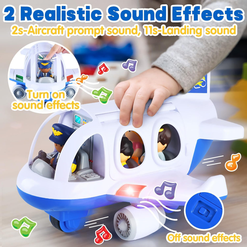Juguetes de avión PLAY para niños - Juguetes de avión para niños pequeños, aviones de viaje para niños de 2 años en adelante con figuras pequeñas y portaequipaje, avión musical con luces para regalos
