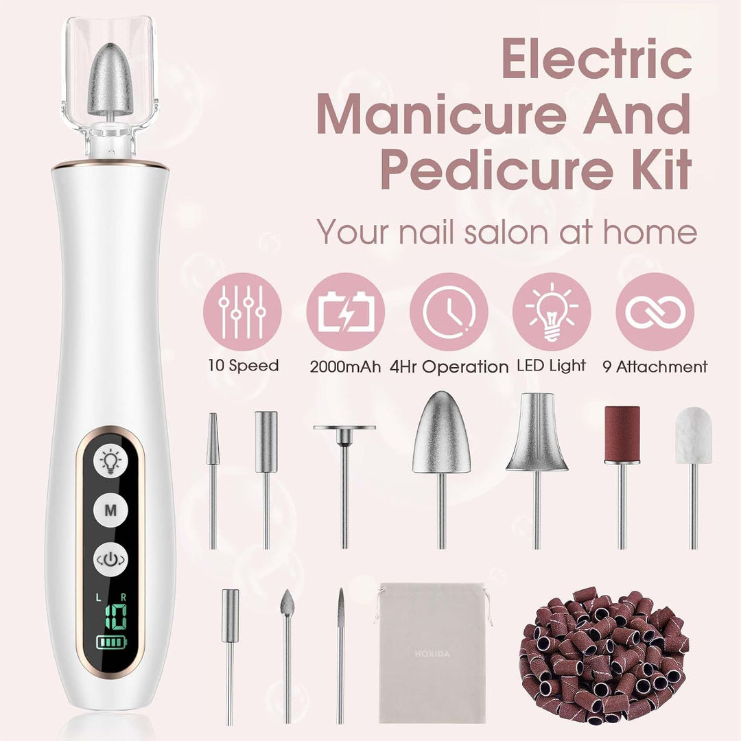 Kit Profesional de Manicura y Pedicura, Taladro Eléctrico Inalámbri...