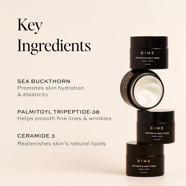 DIME Beauty Crema de noche restauradora, hidratante facial con cera...