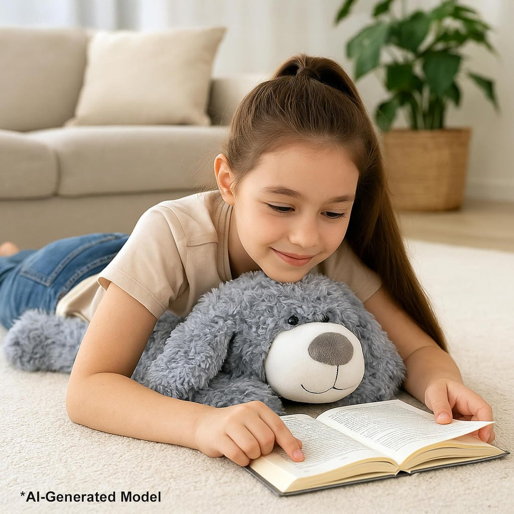 WEIGEDU Peluche de Cachorro Perro Gris Sonriente