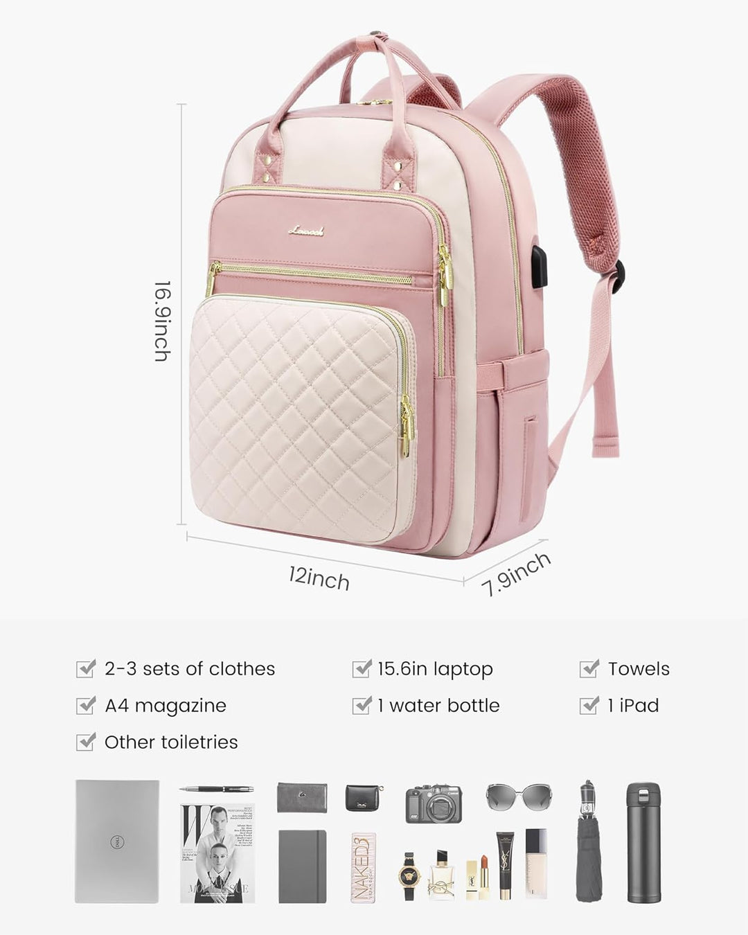 LOVEVOOK Mochila para computadora portátil para mujer, mochila para...