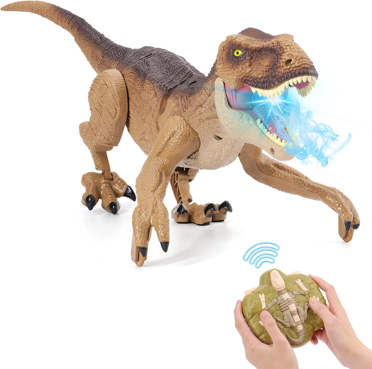 VERTOY Juguetes de dinosaurio a control remoto para niños de 3 a 5, 4 a 7, 8 a 12 años de edad - Ideas de regalo realistas de T-Rex grande para niños, dinosaurio RC que camina con rugidos, spray, luz